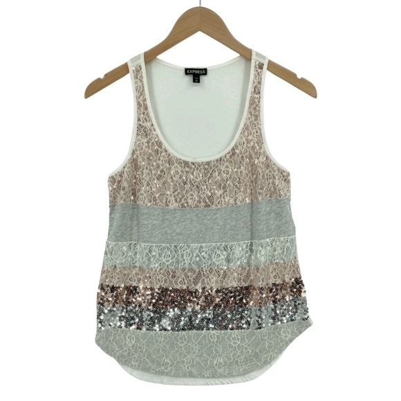 Express Tops - Express Sequin Sleeveless Tank Top